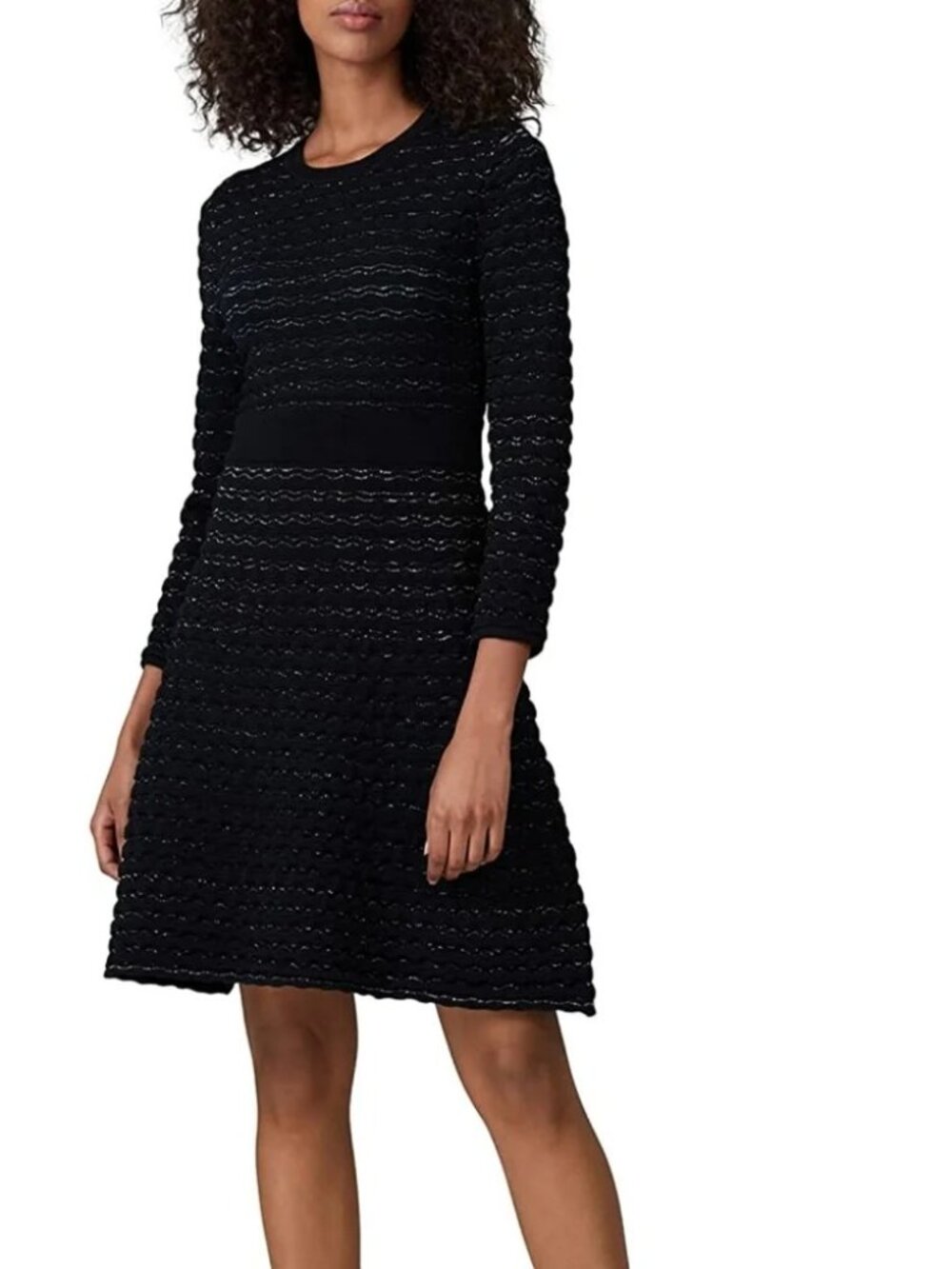 Kate Spade Black Scallop Shine Sweater Dress Black size Large